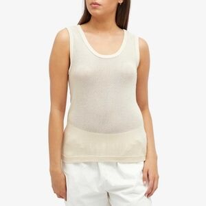 HOWLIN' Belgium Ecru Mesh Organic Cotton Asymmetric Hem Tank Top M